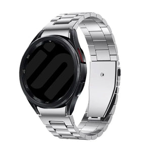 Steel Strap 'One Push', silver, on a watch, 3/4 front view