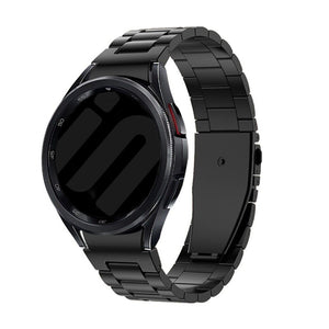 Steel Strap 'One Push', black, on a watch, 3/4 front view