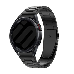 Steel Strap 'One Push', black, on a watch, 3/4 front view