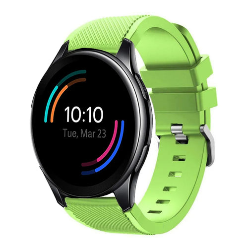 Twill Silicone Strap, light green, on a watch, 3/4 front view