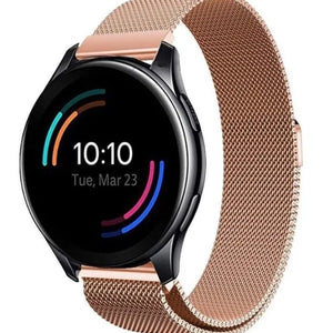 Milanese Strap, rose gold, on a watch, 3/4 front view