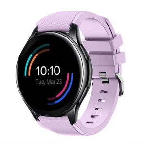 Twill Silicone Strap, lilac, on a watch, 3/4 front view