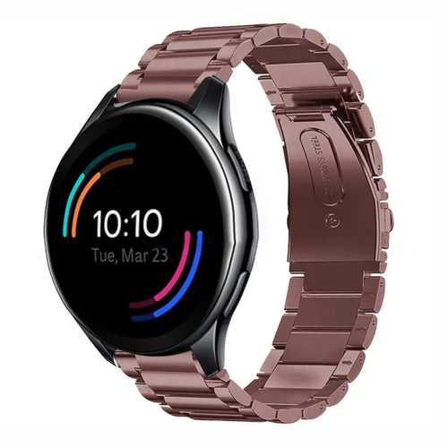 Steel Strap, bronze, on a watch, 3/4 front view