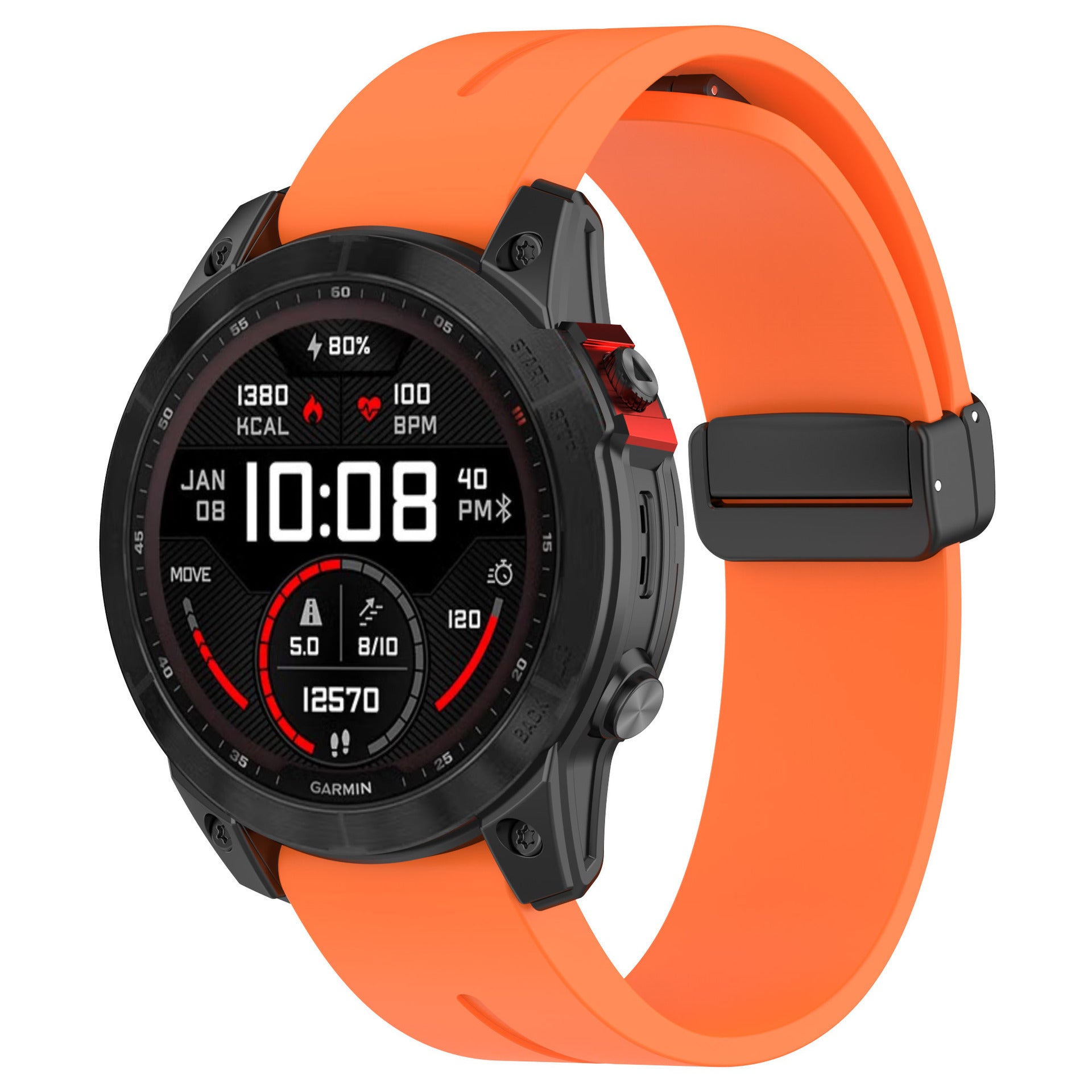 Garmin D2 Mach 2 - 47mm D-Buckle Silicone Strap (Orange)