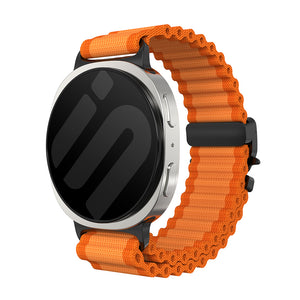 Samsung Galaxy Watch 9 - 44mm Outdoor Nylon Strap with P-Buckle (Orange/Black)