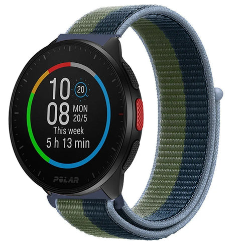 Nylon Strap, moss green, on a watch, 3/4 front view