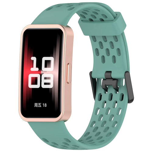Breathable Silicone Strap, viridian, on a watch, 3/4 front view