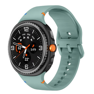 Silicone Strap, viridian, on a watch, 3/4 front view