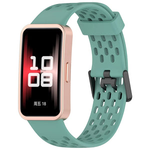 Breathable Silicone Strap, viridian, on a watch, 3/4 front view