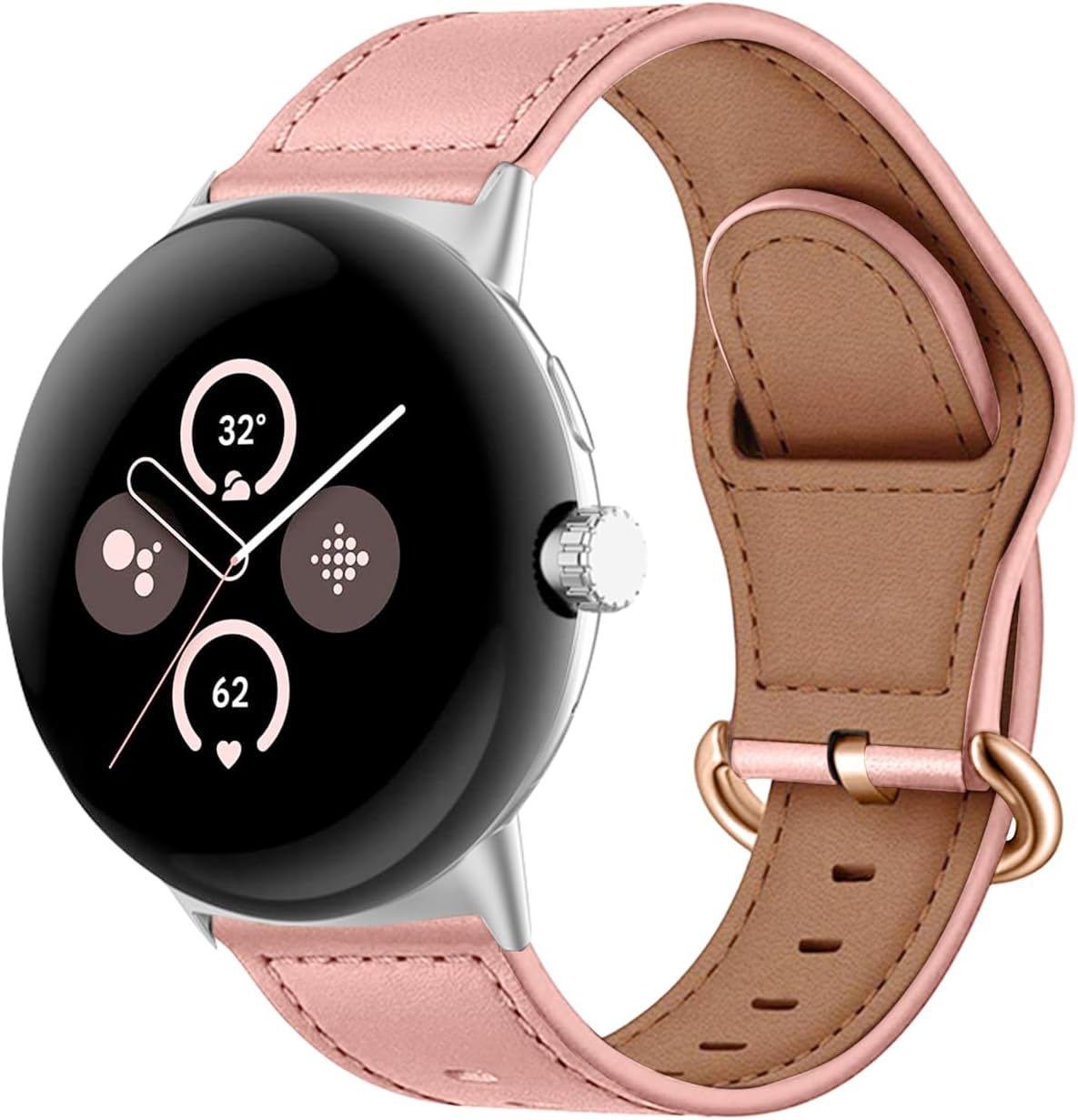 Google Pixel Watch 4 - 41mm Leather Buckle Strap (Pink)