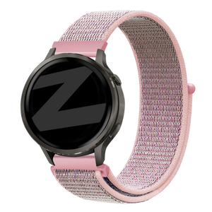 Nylon Loop Strap, pink, on a watch, 3/4 front view