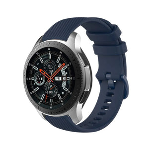 Premium Silicone Strap, dark blue, on a watch, 3/4 front view