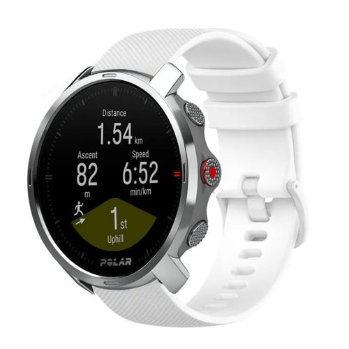 Premium Silicone Strap, white, on a watch, 3/4 front view