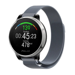Milanese Strap, space grey, on a watch, 3/4 front view