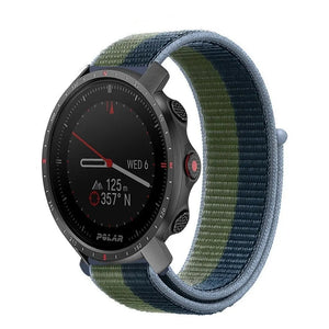 Nylon Strap, moss green, on a watch, 3/4 front view