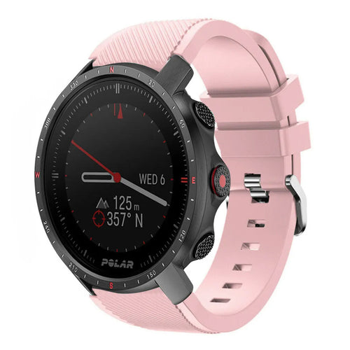 Twill Silicone Strap, pink, on a watch, 3/4 front view