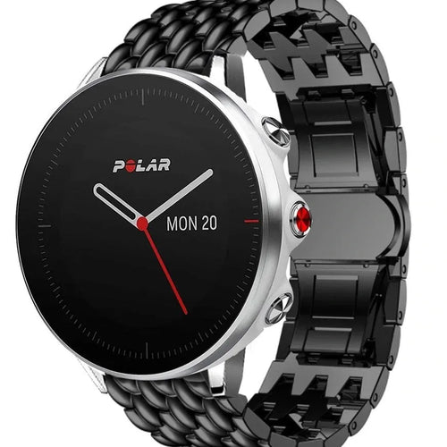 Steel Dragon Strap, black, on a watch, 3/4 front view