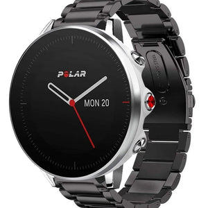 Titanium Strap, black, on a watch, 3/4 front view