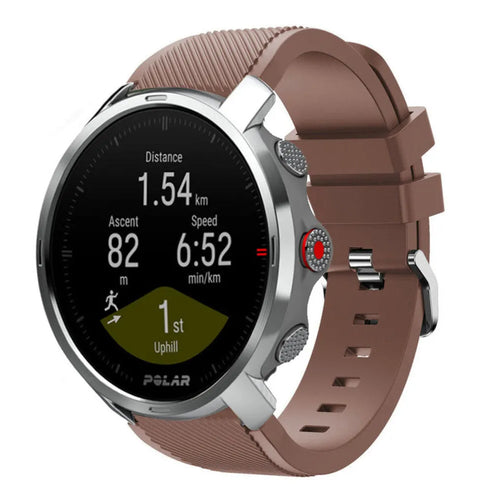 Twill Silicone Strap, brown, on a watch, 3/4 front view