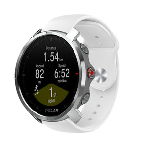 Silicone Sport Strap, white, on a watch, 3/4 front view