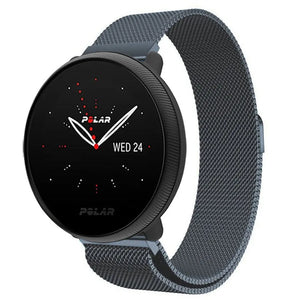 Milanese Strap, space grey, on a watch, 3/4 front view