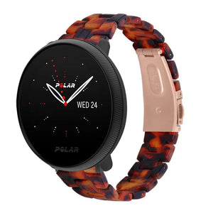 Metal Resin Strap, lava, on a watch, 3/4 front view