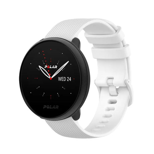 Premium Silicone Strap, white, on a watch, 3/4 front view