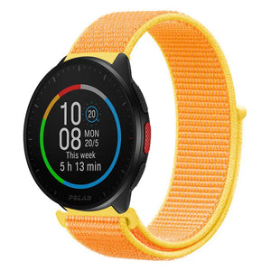 Nylon Strap, light yellow, on a watch, 3/4 front view
