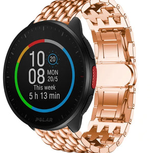 Steel Dragon Strap, rose gold, on a watch, 3/4 front view