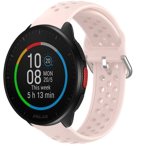 Breathable Silicone Strap, pink, on a watch, 3/4 front view