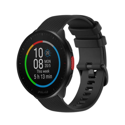 Premium Silicone Strap, black, on a watch, 3/4 front view