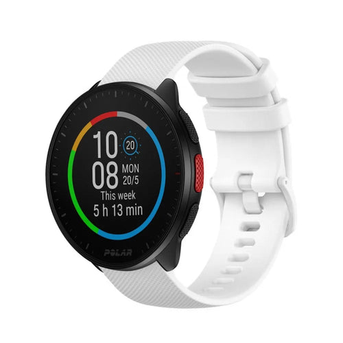Premium Silicone Strap, white, on a watch, 3/4 front view