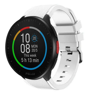 Twill Silicone Strap, white, on a watch, 3/4 front view
