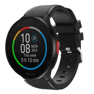 Twill Silicone Strap, black, on a watch, 3/4 front view