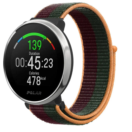 Nylon Strap, dark cherry, on a watch, 3/4 front view