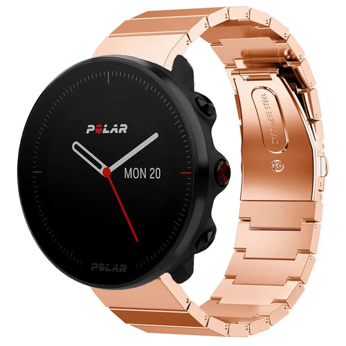 Premium Metal Strap, rose gold, on a watch, 3/4 front view