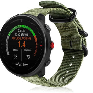 Nylon Buckle Strap, green, on a watch, 3/4 front view