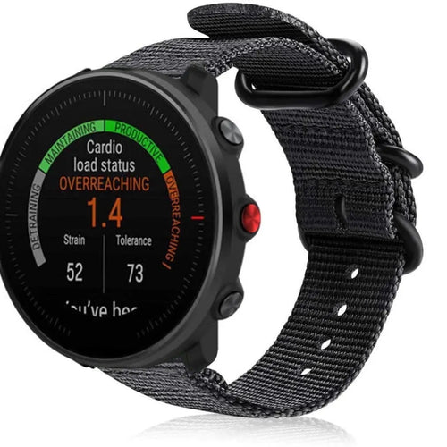 Nylon Buckle Strap, black, on a watch, 3/4 front view