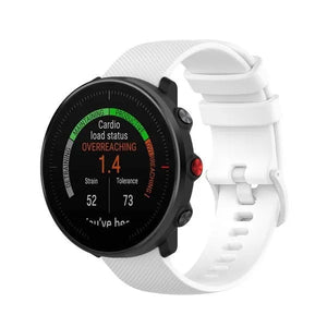 Premium Silicone Strap, white, on a watch, 3/4 front view