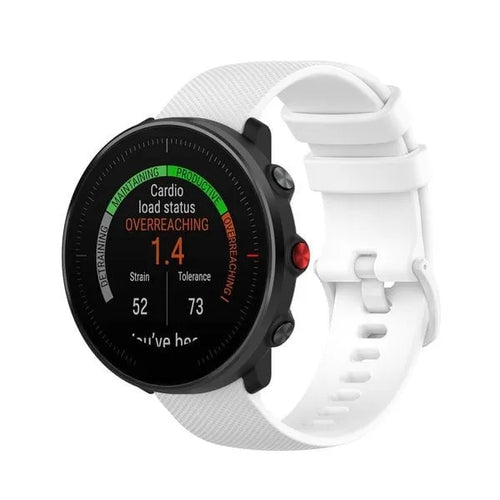 Premium Silicone Strap, white, on a watch, 3/4 front view