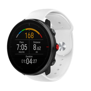 Silicone Sport Strap, white, on a watch, 3/4 front view