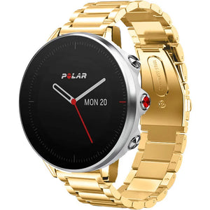 Steel Strap, gold, on a watch, 3/4 front view