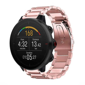 Steel Strap, pink, on a watch, 3/4 front view