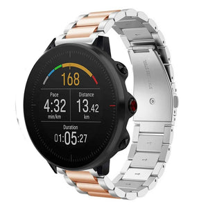 Steel Strap, silver/rose gold, on a watch, 3/4 front view