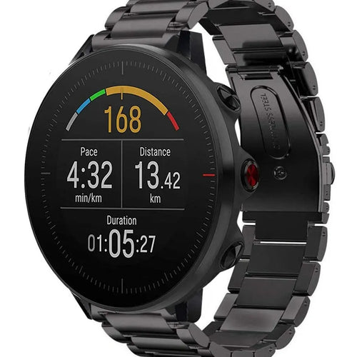 Titanium Strap, black, on a watch, 3/4 front view