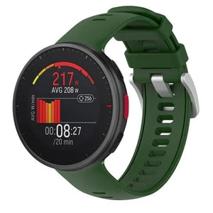 Silicone Strap, green, on a watch, 3/4 front view