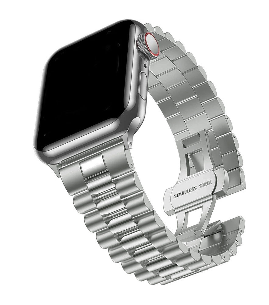 Presidential Steel Strap, titanium, on a watch, 3/4 front view