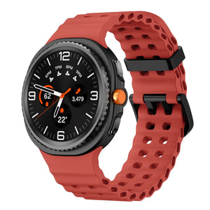 Silicone Ocean Strap, red, on a watch, 3/4 front view