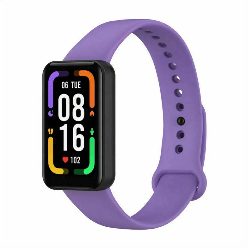 Silicone Strap, purple, on a watch, 3/4 front view