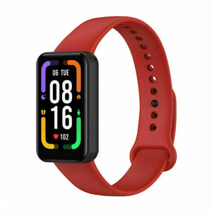 Silicone Strap, red, on a watch, 3/4 front view